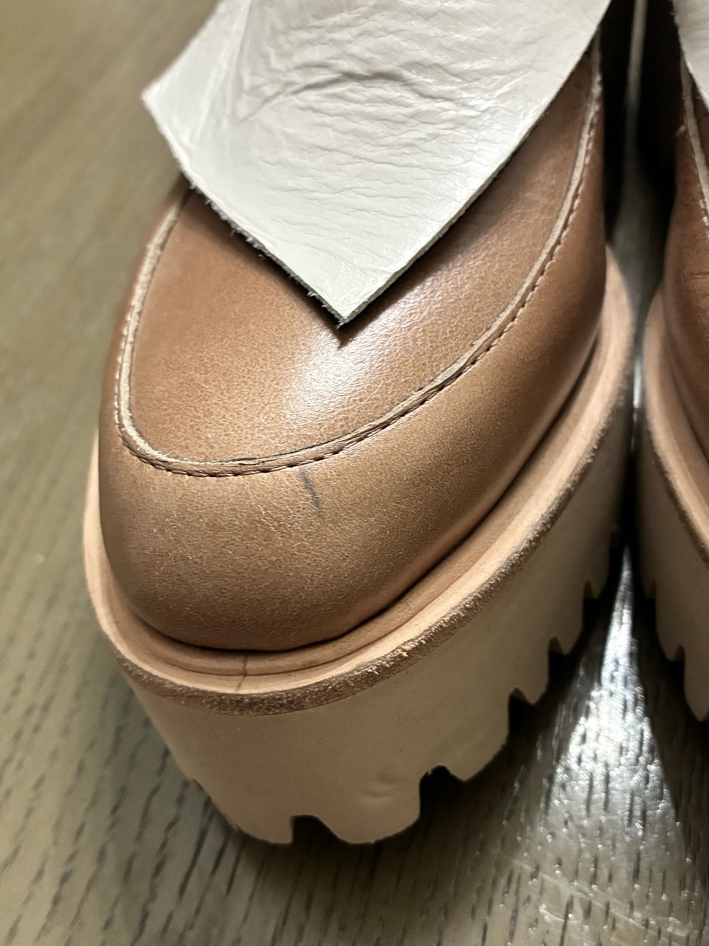 Women’s Brown Platform Lug Loafers with Cream Accent